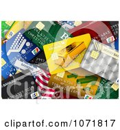 Poster, Art Print Of Background Of A Pile Of 3d Credit Cards