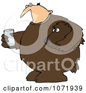 Poster, Art Print Of Mascot Man In A Bear Suit Holding A Glass Of Water