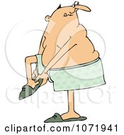 Clipart Man In Boxers Putting His Slippers On Royalty Free Vector Illustration by djart