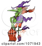Poster, Art Print Of Wicked Halloween Witch Dancing With Her Broom Stick