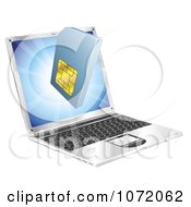 Poster, Art Print Of 3d Cell Phone Sim Card Emerging From A Laptop