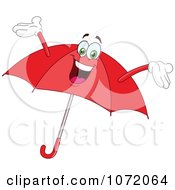 Clipart Happy Red Umbrella Character Royalty Free Vector Illustration