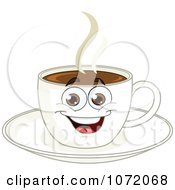 Poster, Art Print Of Happy Coffee Cup Character On A Saucer