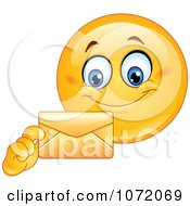Poster, Art Print Of Happy Emoticon Holding A Letter Envelope
