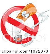 Grumpy Cigarette Character In A Prohibited Sign