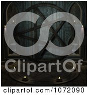 Clipart 3d Pentagram And A Circle Of Candles Royalty Free CGI Illustration