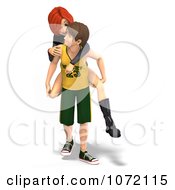 Clipart 3d Teen Couple Giving Piggy Back Rides 1 Royalty Free CGI Illustration