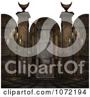 Clipart 3d Moon Cult Scene With A Throne And Candles Royalty Free CGI Illustration