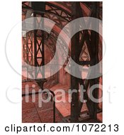 Clipart 3d Red Rusty Industrial Interior 4 Royalty Free CGI Illustration