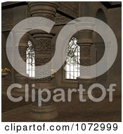 Clipart 3d Medieval Corridor Interior Architecture Scene 4 Royalty Free CGI Illustration