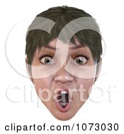 Clipart 3d Short Haired Girls Face Shouting Royalty Free CGI Illustration