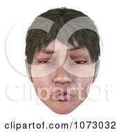 Clipart 3d Short Haired Girls Face Wincing Royalty Free CGI Illustration