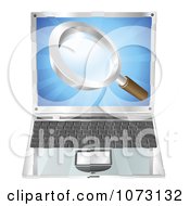 Clipart 3d Search Magnifying Glass Emerging From A Laptop Computer Royalty Free Vector Illustration