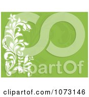 Clipart White Flourishes On A Green Background With Copyspace Royalty Free Vector Illustration