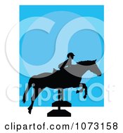Poster, Art Print Of Silhouetted Child On A Hurdle Jumping Horse
