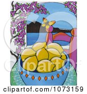 Poster, Art Print Of Painted Bowl Of Lemons In Santtorini Greece