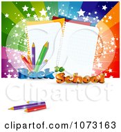 3d Back To School Background With Paper And Pencils Against A Burst