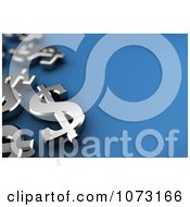 Clipart 3d Silver Dollar Symbols On Blue Royalty Free CGI Illustration by stockillustrations