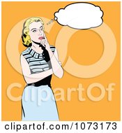 Clipart Retro Blond Pop Art Woman Thinking Royalty Free Vector Illustration