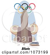 Poster, Art Print Of Olympic Rings Over A Building In Atlanta Georgia