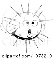 Clipart Black And White Puffer Blow Fish Royalty Free Vector Illustration