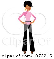 Clipart Corporate Black Businesswoman In A Pink Shirt And Pants Royalty Free Vector Illustration by Monica
