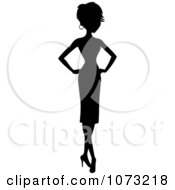 Clipart Silhouetted Woman In A Dress Royalty Free Vector Illustration