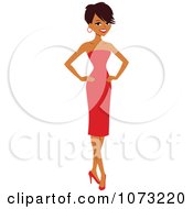 Poster, Art Print Of Beautiful Black Woman In A Red Dress