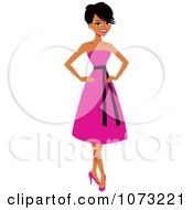 Poster, Art Print Of Beautiful Black Woman In A Pink Dress