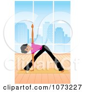 Poster, Art Print Of Fit Black Woman Doing Yoga Triangle Pose In A Studio