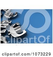 Clipart 3d Silver Euro Symbols On Blue Royalty Free CGI Illustration by stockillustrations