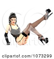 Clipart 3d Pinup Woman In A Black Corset 4 Royalty Free CGI Illustration