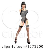 Clipart 3d Pinup Woman In A Black Corset 5 Royalty Free CGI Illustration
