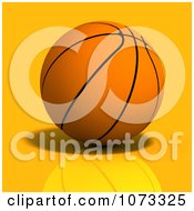 Clipart 3d Basketball On Reflective Orange Royalty Free CGI Illustration
