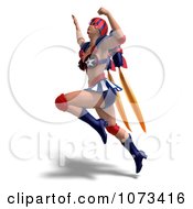 Clipart 3d Super Woman Flying With A Jet Pack In An American Costume 3 Royalty Free CGI Illustration by Ralf61