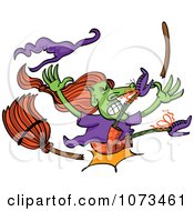 Clipart Wicked Halloween Witch Crashing And Breaking Her Broom Royalty Free Vector Illustration by Zooco #COLLC1073461-0152
