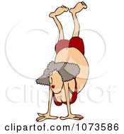 Clipart Woman Doing A Handstand In A Bikini Royalty Free Vector Illustration