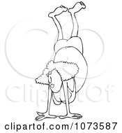 Clipart Outlined Woman Doing A Handstand In A Bikini Royalty Free Vector Illustration