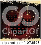 Poster, Art Print Of Red Starry Christmas Baubles With Stars And Snowflakes