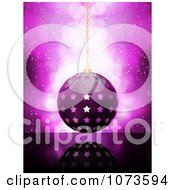 Clipart Purple Starry Christmas Bauble Over Purple Flares And A Reflective Surface Royalty Free Vector Illustration