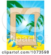 Poster, Art Print Of Tropical Beach Vacation Travel Frame With A Surfboard
