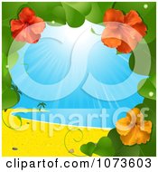 Poster, Art Print Of 3d Hibiscus Flower Vine And Tropical Beach