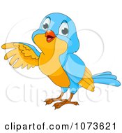 Poster, Art Print Of Cute Blue And Yellow Bird Pointing