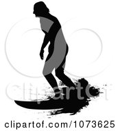 Poster, Art Print Of Black And White Grungy Surfer Dude Silhouette 6