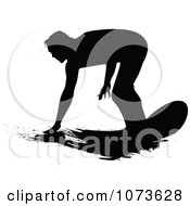 Clipart Black And White Grungy Surfer Dude Silhouette 1 Royalty Free Vector Illustration