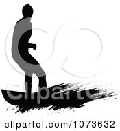 Clipart Black And White Grungy Surfer Dude Silhouette 5 Royalty Free Vector Illustration