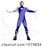 Clipart 3d Superhero Man Flexing In A Blue Suit Royalty Free CGI Illustration by Ralf61 #COLLC1073834-0172
