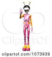 Clipart 3d Alien Gesturing Peace 1 Royalty Free CGI Illustration