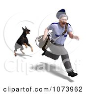 Clipart 3d Doberman Dog Chasing A Postal Mail Man Royalty Free CGI Illustration by Ralf61 #COLLC1073962-0172