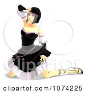 Clipart 3d Gothic Young Woman Kneeling In A Black Dress 2 Royalty Free CGI Illustration by Ralf61